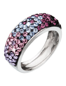 EVOLUTION GROUP Stříbrný prsten s krystaly Swarovski mix barev fialová 35027.3