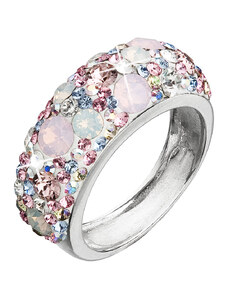 Evolution Group s.r.o. Stříbrný prsten s krystaly Swarovski růžový 35031.3