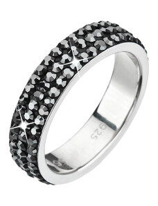 EVOLUTION GROUP Stříbrný prsten s krystaly černý 35001.5 hematite
