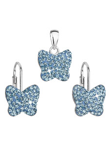Evolution Group s.r.o. Sada šperků s krystaly Swarovski náušnice a přívěsek modrý motýl 39144.3