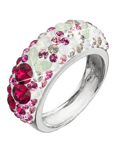 EVOLUTION GROUP Stříbrný prsten s krystaly Swarovski mix barev červená 35031.3 sweet love