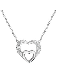 EVOLUTION GROUP Stříbrný náhrdelník s krystaly Swarovski bílé srdce 32032.1