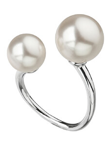 EVOLUTION GROUP Stříbrný prsten se dvěma Preciosa perlami bílý 35053.1