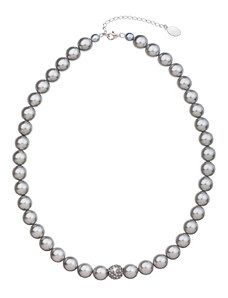EVOLUTION GROUP Perlový náhrdelník šedý s krystaly Swarovski 32011.3