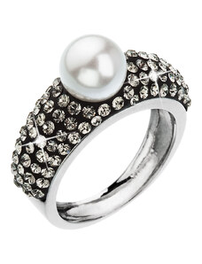 Evolution Group s.r.o. Stříbrný prsten s krystaly Swarovski bílá šedá 35032.3