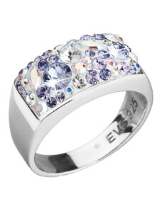 Evolution Group s.r.o. Stříbrný prsten s krystaly Swarovski fialový 35014.3 violet