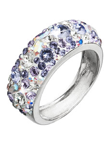 EVOLUTION GROUP Stříbrný prsten s krystaly Swarovski fialový 35031.3 violet