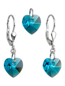EVOLUTION GROUP Sada šperků s krystaly Swarovski náušnice a přívěsek modrá srdce 39003.3