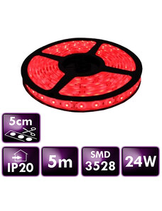 ECOLIGHT LED pásek - SMD 2835 - 5m - 60LED/m - 4,8W/m - IP20 - červený
