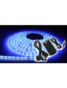 ECOLIGHT LED pásek KOMPLET - SMD 2835 - 5m - 300/5m - 4,8W/m - modrý + konekror + zdroj