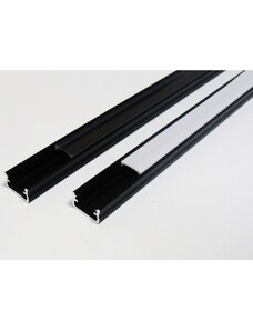 BERGE Hliníkový Profil pro LED pásky A Povrchový Černý 1m