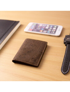 Corkor Slim RFID Block tmavě hnědá korková peněženka
