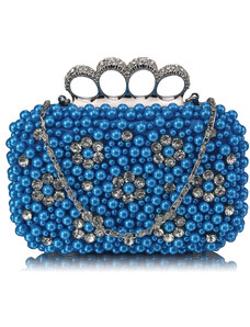 L&S Fashion LS Fashion Dámská společenská kabelka psaníčko s květinovou dekorací LSE00158 modré teal