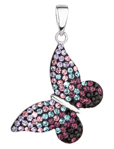 EVOLUTION GROUP Stříbrný přívěsek s krystaly Swarovski mix barev motýl 34192.3 magic violet