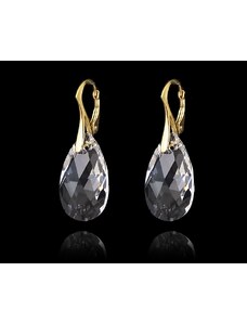 Šperky LAFIRA Style Pozlacené stříbrné náušnice Pear Crystal