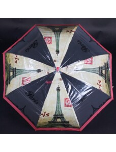 Afrodit Automatický průhledný dámský deštník Dean červený