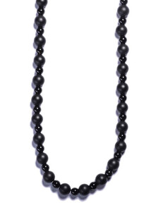 Lavaliere Pánský korálkový náhrdelník - černý matný & lesklý achát