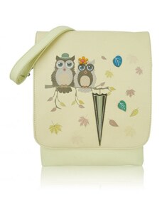 Mixone Kabelka Owl Love crossbody - světlé krémová