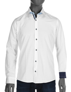 REPABLO bílá slim košile s výrazným prošíváním