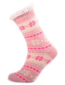 Afrodit Zimní ponožky Snow s norským vzorem světle růžové 35-38
