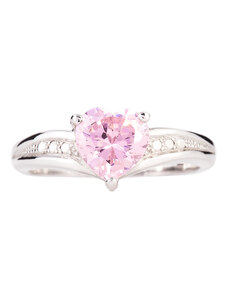 A-diamond.eu jewels Stříbrný prstýnek růžové srdíčko 200