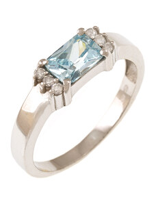 A-diamond.eu jewels Prstýnek stříbrný světle modrý a bílé kamínky 281