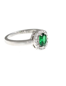 A-diamond.eu jewels Stříbrný prstýnek se zeleným kamínkem 314