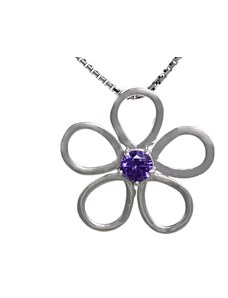 A-diamond.eu jewels Přívěsek květina s fialovým kamínkem