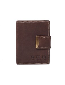 Kožená peněženka Wild by Loranzo, pánská,tmavě hnědá, broušená kůže, 962