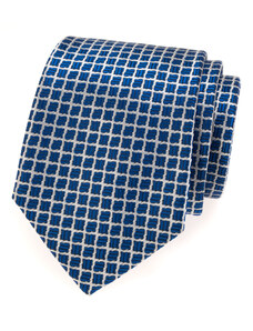 Avantgard Modrá kravata s bílou mřížkou