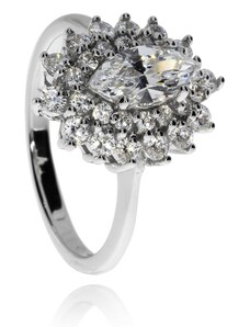 SilverRepublic Stříbrný prsten se zirkony (cubic zirconia) středový kámen markýza - Velikost 54