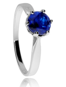 SilverRepublic Stříbrný prsten se syntetickým kamenem - Modrá - Velikost 52