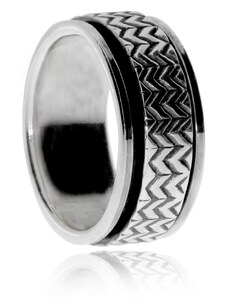 SilverRepublic Stříbrný prsten s pohyblivým středem, pravidelné geometrické zdobení - Velikost 51