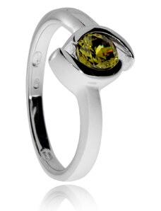 SilverRepublic Stříbrný prsten se zirkonem (cubic zirconia) zelený kámen v kovu - Velikost 53