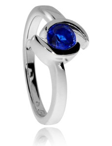 SilverRepublic Stříbrný prsten se syntetickým kamenem modré barvy ve dvou půlkruzích - Velikost 53