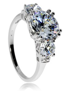SilverRepublic Stříbrný prsten se zirkony (kubická zirkonie) velký kulatý střed - Velikost 54