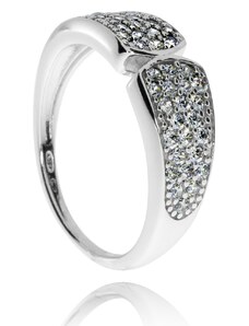SilverRepublic Stříbrný prsten se zirkony (cubic zirconia) - kroužek s úzkým spojem - Velikost 52