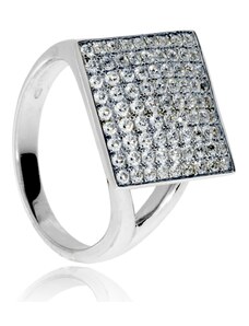SilverRepublic Stříbrný prsten se zirkony (cubic zirconia) do čtverce - Velikost 54