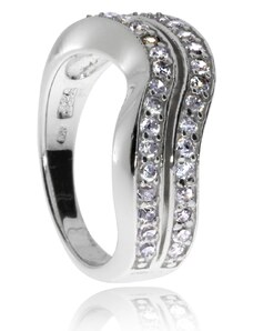 SilverRepublic Stříbrný prsten se zirkony (cubic zirconia) - Dvojitá vlnka - Velikost 51