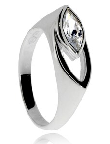 SilverRepublic Stříbrný prsten se zirkonem (kubická zirkonie), dva špičaté ovály - Velikost 51