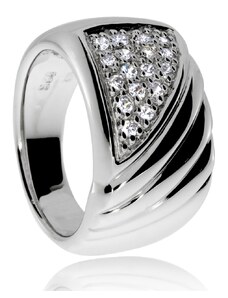 SilverRepublic Stříbrný prsten se zirkony (cubic zirconia), trojúhelník plný třpytu - Velikost 54