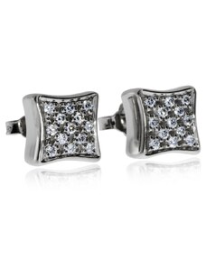 SilverRepublic Stříbrné náušnice s diamanty - Tvar čtvercový