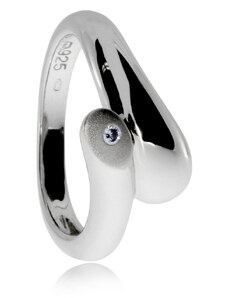 SilverRepublic Dámský stříbrný prsten s diamantem - Ovinutý had - Velikost 52