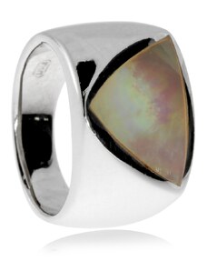 SilverRepublic Stříbrný prsten s perletí - trojúhelník - Velikost 51