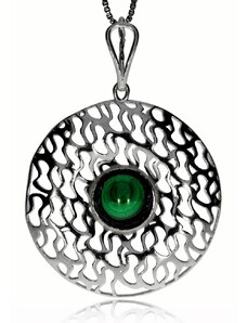SilverRepublic Sada stříbrných šperků s malachitem - Zdobný kruh