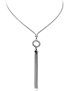 SilverRepublic Stříbrný náhrdelník se zirkony (kubická zirkonie) doplněný posázeným kolem na středu