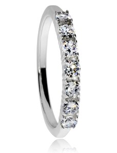 SilverRepublic Stříbrný rhodiovaný prsten s kamínky v řádce (kubická zirkonie - Velikost 47