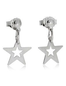 SilverRepublic Stříbrné náušnice visací - Hvězdičky v obrysu