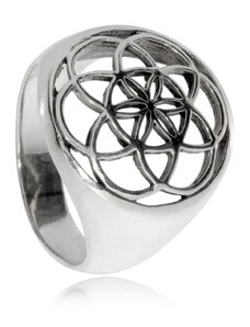 SilverRepublic Stříbrný prsten - Symbol Semeno života - Velikost 53