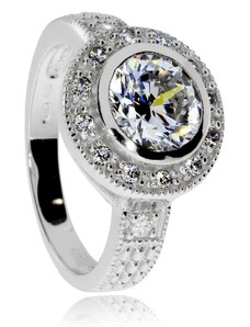 SilverRepublic Stříbrný prsten s čirými broušenými zirkony (cubic zirconia - Velikost 57